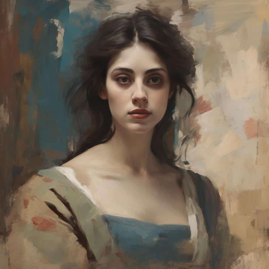 Ζωντανή εικόνα πορτρέτου σε σύγχρονη καλλιτεχνική σκηνή, με έμφαση στη δημιουργία και την τέχνη σήμερα.